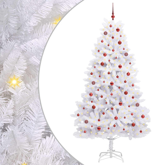 Künstlicher klappbarer Weihnachtsbaum Weiß 240 cm PVC und Stahl