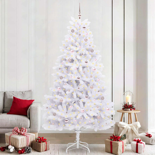 Künstlicher klappbarer Weihnachtsbaum Weiß 240 cm PVC und Stahl