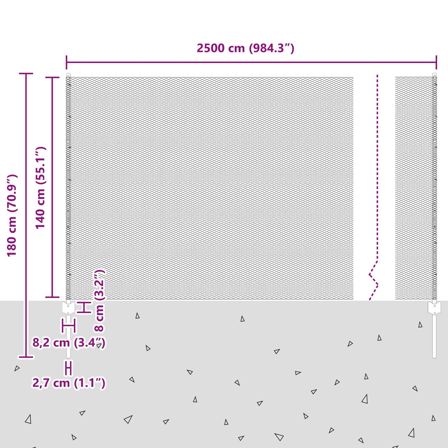 Zaunpfosten 22 Stück U-Kanal Grau 140 cm Stahl, vidaXL Sechseckiger Zaun Grau 1,4x25 m Stahl