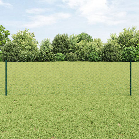 Zaunpfosten 11 Stück U-Profil Grün 60 cm Stahl, vidaXL Sechseckzaun Grün 0,6 x 50 m Stahl