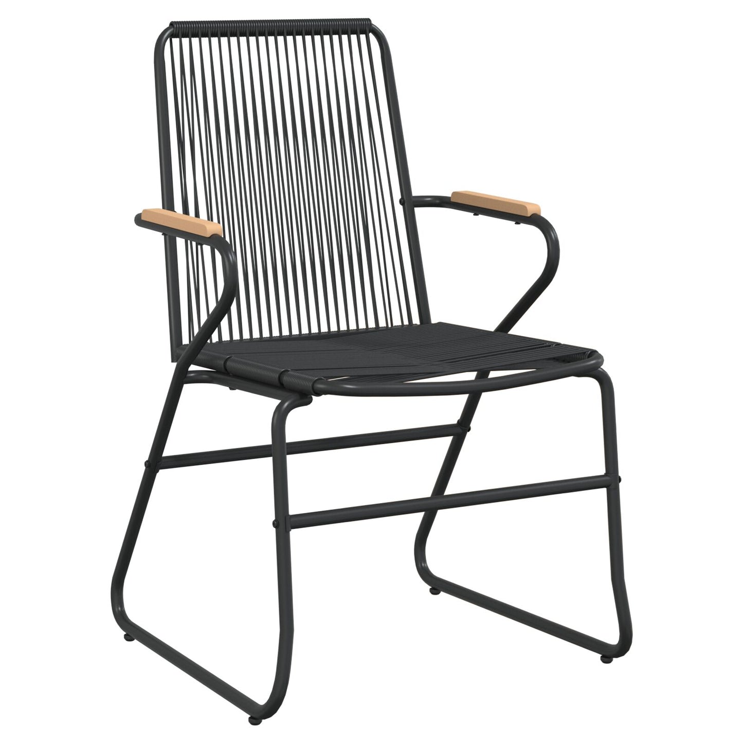 3-teilige Garten-Essgruppe Schwarz PVC Rattan