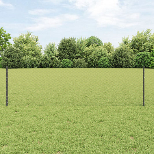 Zaunpfosten 11 Stück U-Profil Grau 60 cm Stahl, vidaXL Sechseckzaun Grau 0,6x50 m Stahl