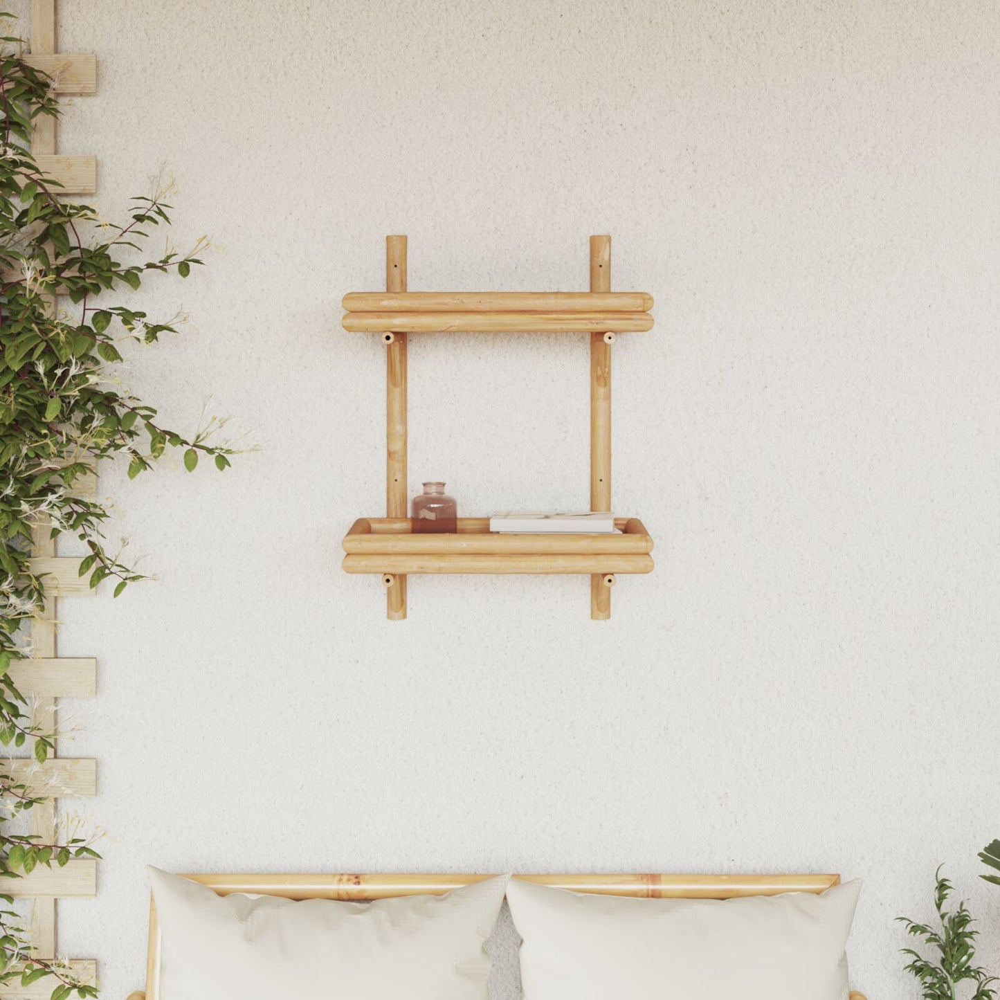 Wandregal 2-stufig 45x26x60 cm Bambus