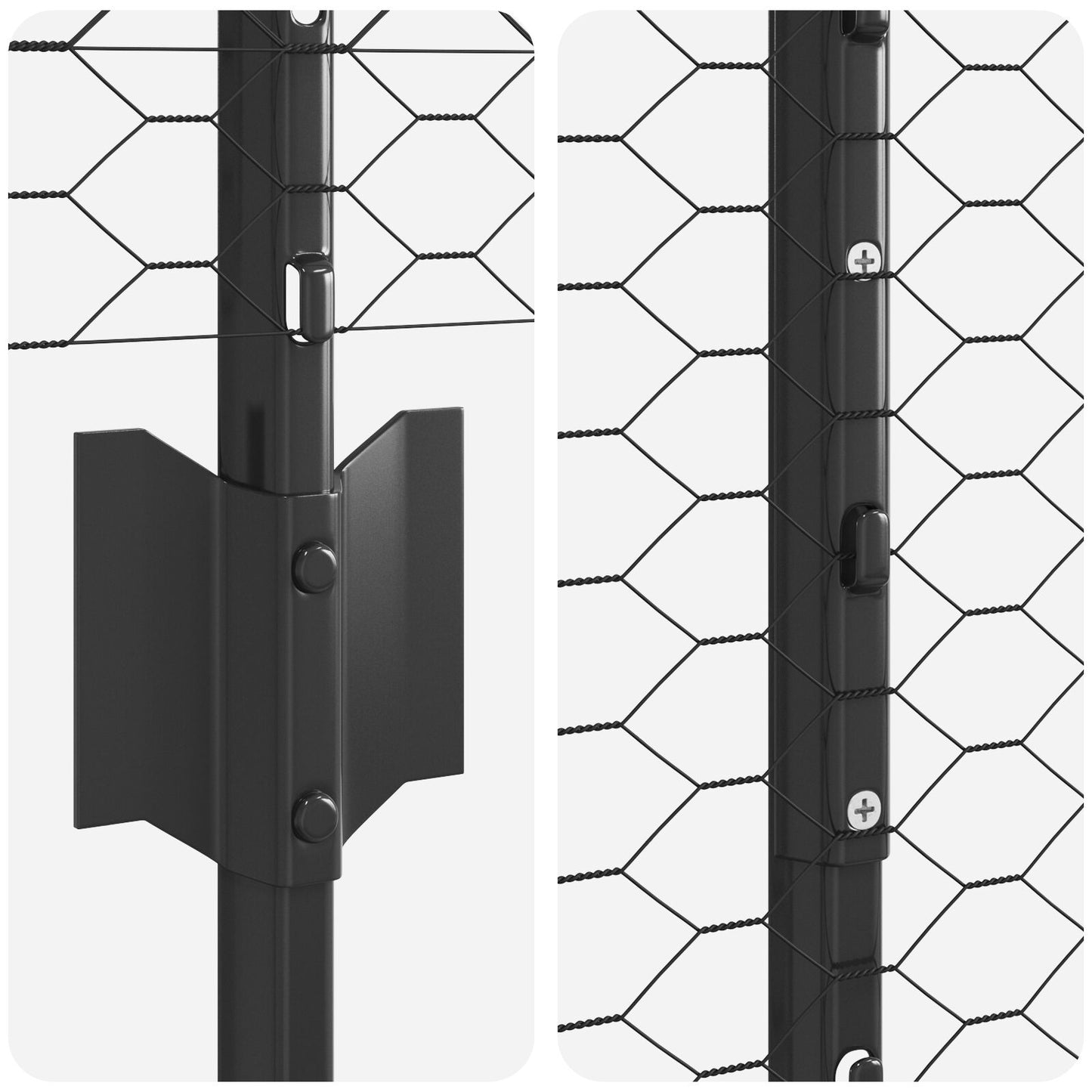 Zaunpfosten 22 Stück U-Profil Grau 150 cm Stahl, vidaXL Sechseckzaun Grau 1,5x50 m Stahl