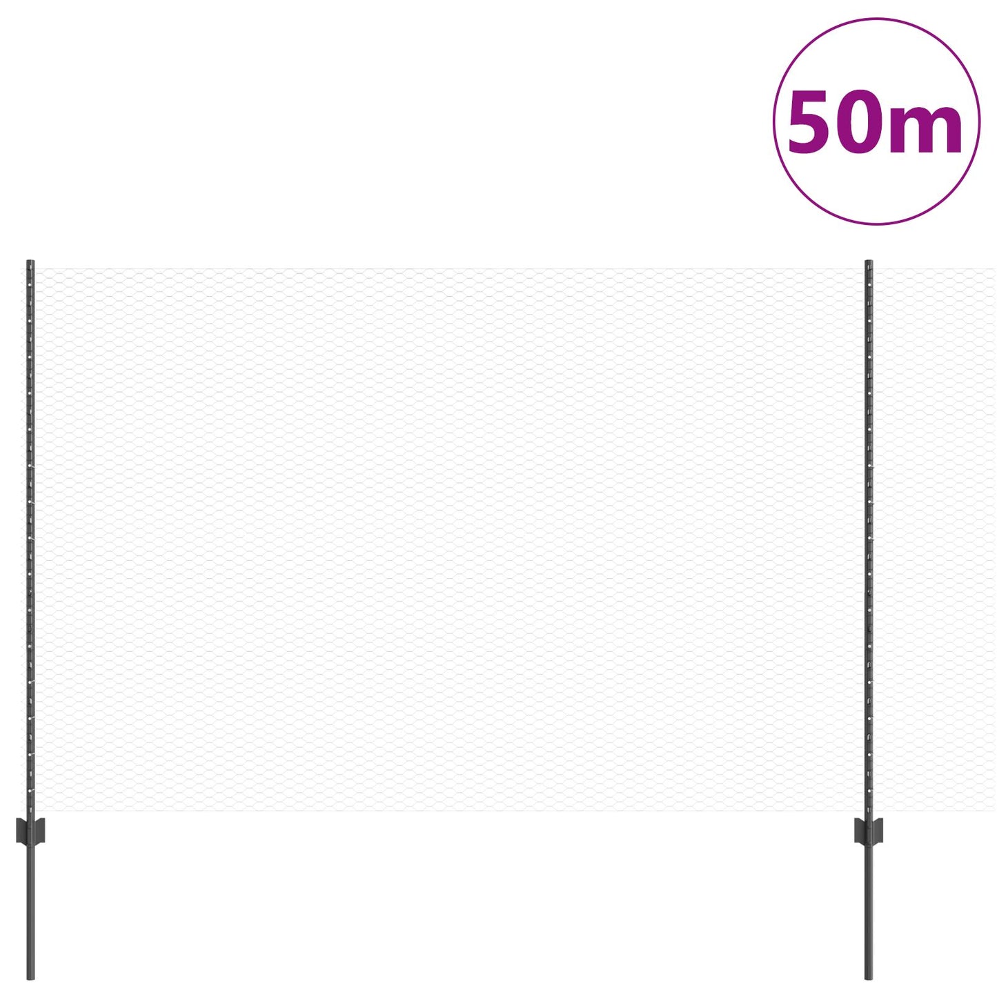 Zaunpfosten 22 Stück U-Kanal Grau 160 cm Stahl, vidaXL Sechseckzaun Grau 1,6x50 m Stahl