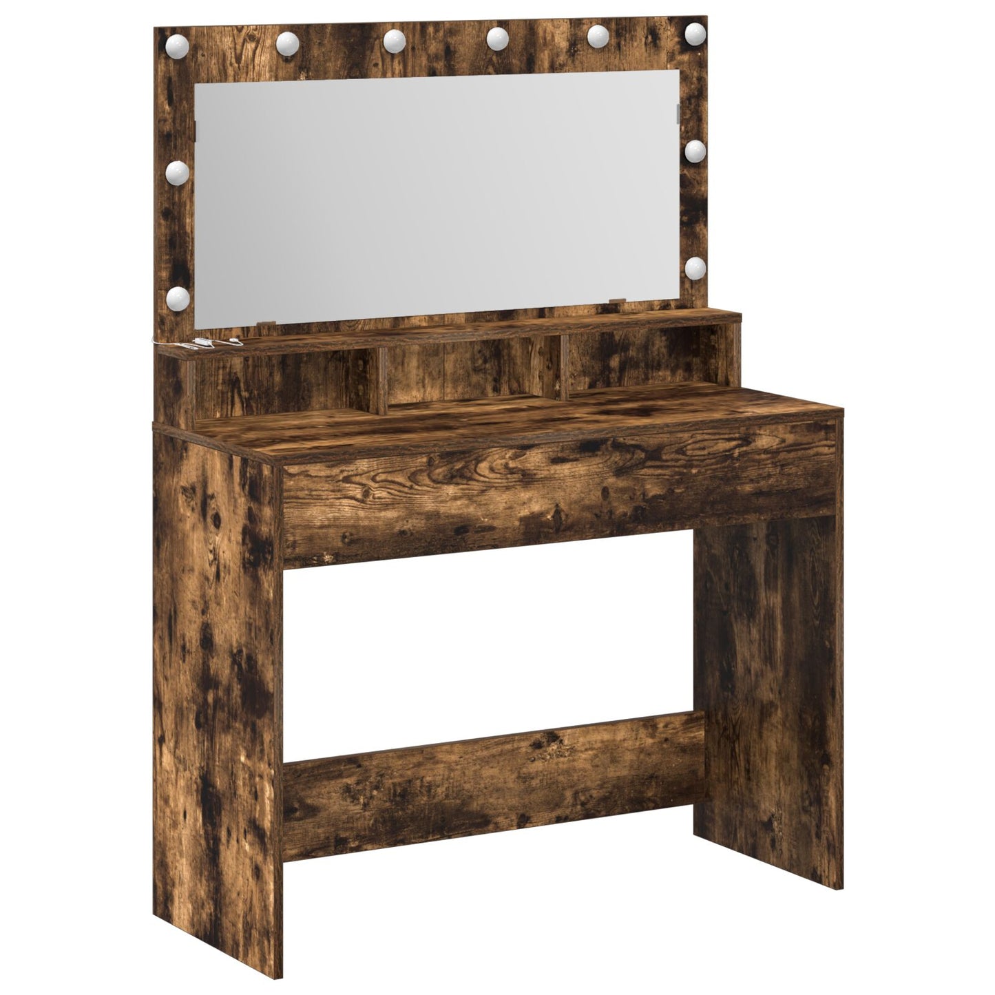 Schminktisch mit LED-Lichtern in Raucheiche 100x41x135 cm