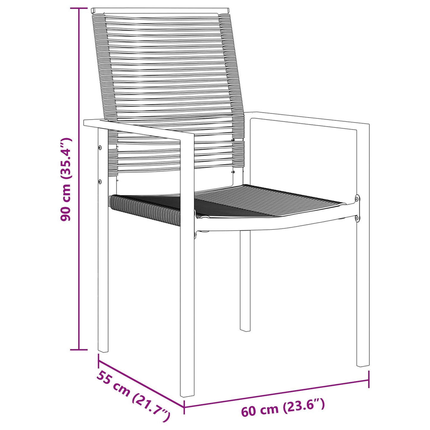 7-teilige Garten-Essgruppe Schwarz PVC Rattan