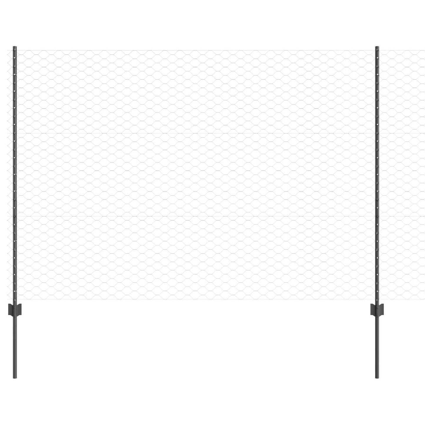 Zaunpfosten 22 Stück U-Kanal Grau 150 cm Stahl, vidaXL Sechseckzaun Grau 1.5x50 m Stahl