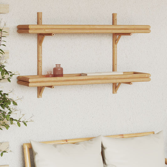 Wandregal 2-stufig 100x26x60 cm Bambus
