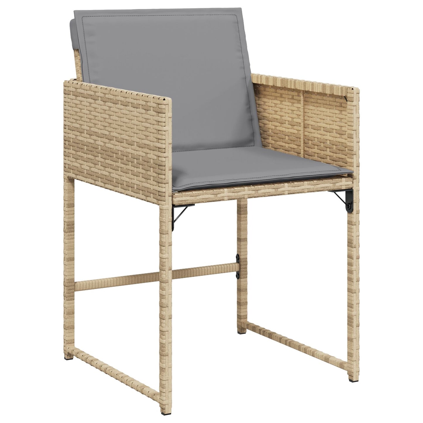 5 Teile Garten Essgruppe mit Kissen Beige Poly Rattan