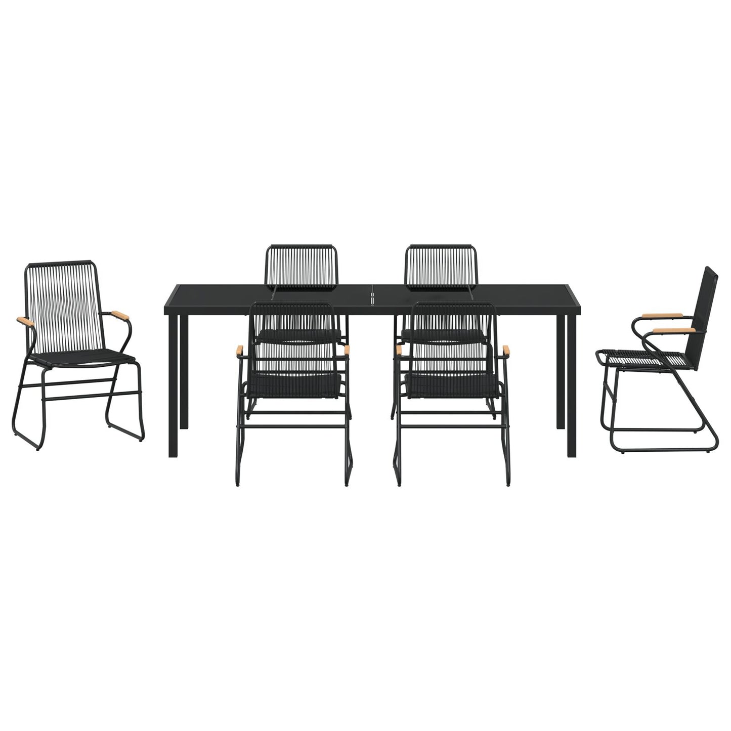 7-teilige Garten-Essgruppe Schwarz PVC-Rattan