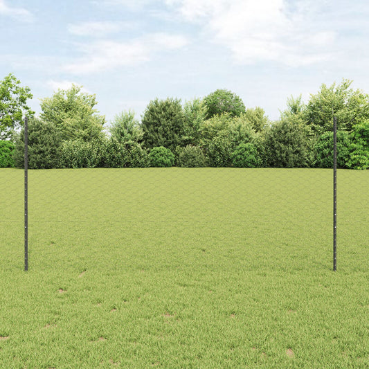 Zaunpfosten 22 Stück U-Channel Grau 120 cm Stahl, vidaXL Sechseckzaun Grau 1.2x50 m Stahl