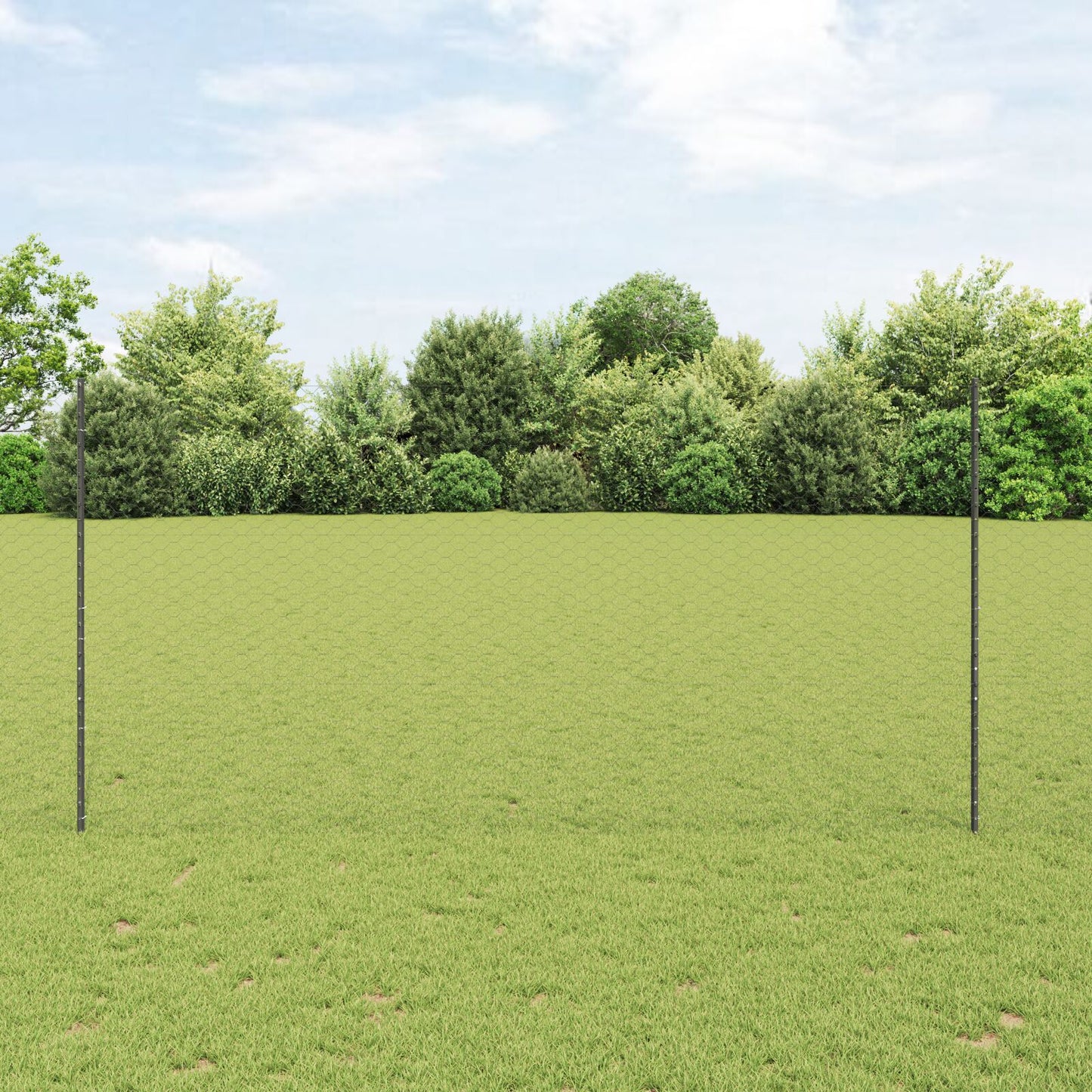 Zaunpfosten 22 Stück U-Kanal Grau 150 cm Stahl, vidaXL Sechseckzaun Grau 1.5x50 m Stahl