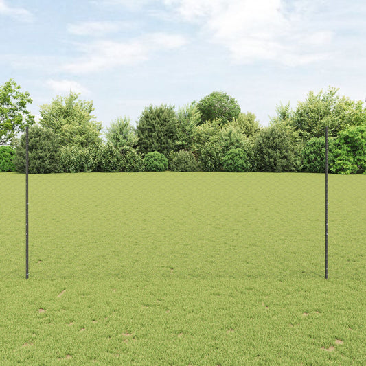 Zaunpfosten 22 Stück U-Kanal Grau 150 cm Stahl, vidaXL Sechseckzaun Grau 1.5x50 m Stahl