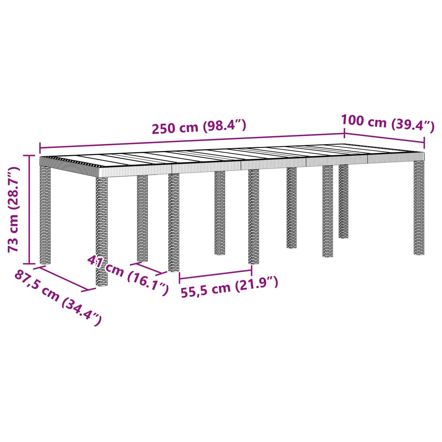 11-teiliges Garten Essgruppe mit Kissen Anthrazit Poly Rattan