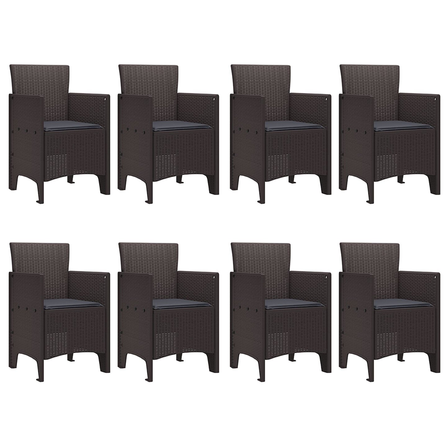 9 Teile Garten Essgruppe mit Kissen Braun Poly-Rattan