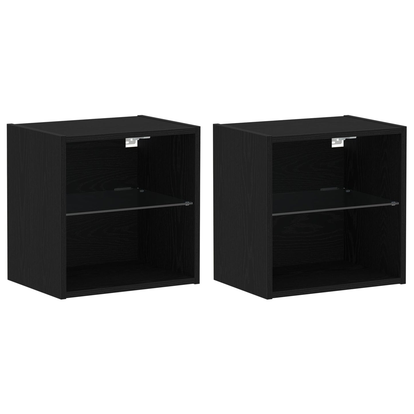 Wandregal 2 Stück Schwarz Eiche 40x28,5x40 cm Spanplatte