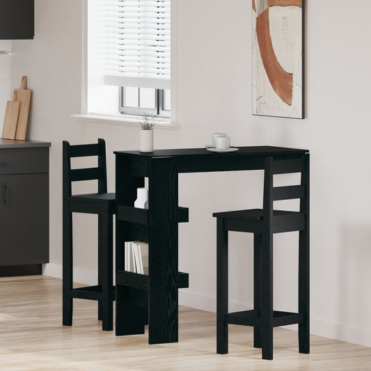 Wand-Bar-Tisch - Schwarzes Eichenholz - 102x55x103,5 cm - Aus Holzwerkstoff gefertigt
