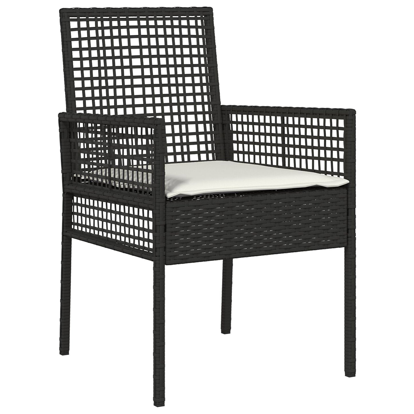 7-teilige Essgruppe für den Garten mit Kissen in Schwarz aus Poly-Rattan