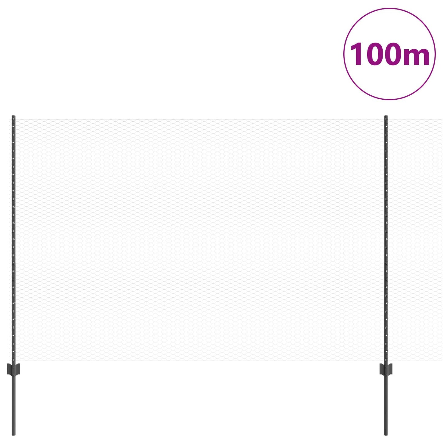 Zaunpfosten 22 Stück U-Kanal Grau 150 cm Stahl, vidaXL Sechseckzaun Grau 1,5 x 100 m Stahl