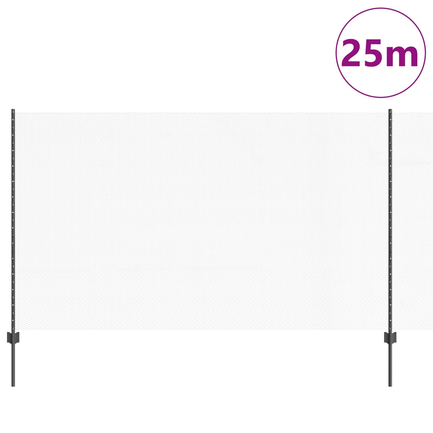 Zaunpfosten 22 Stück U-Kanal Grau 140 cm Stahl, vidaXL Sechseckiger Zaun Grau 1,4x25 m Stahl