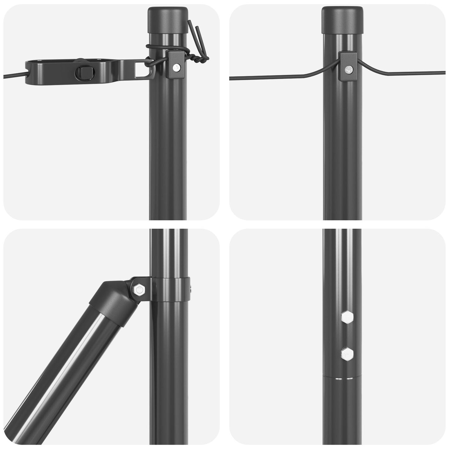 Zaunpfosten 26 Stück Grau Ø32 mm 150 cm Galvanisierter Stahl