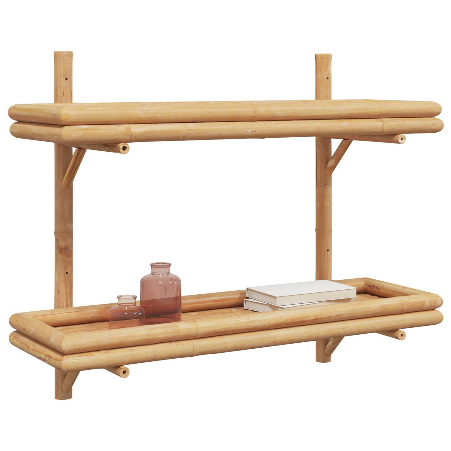 Wandregal 2-stufig 75x26x60 cm Bambus