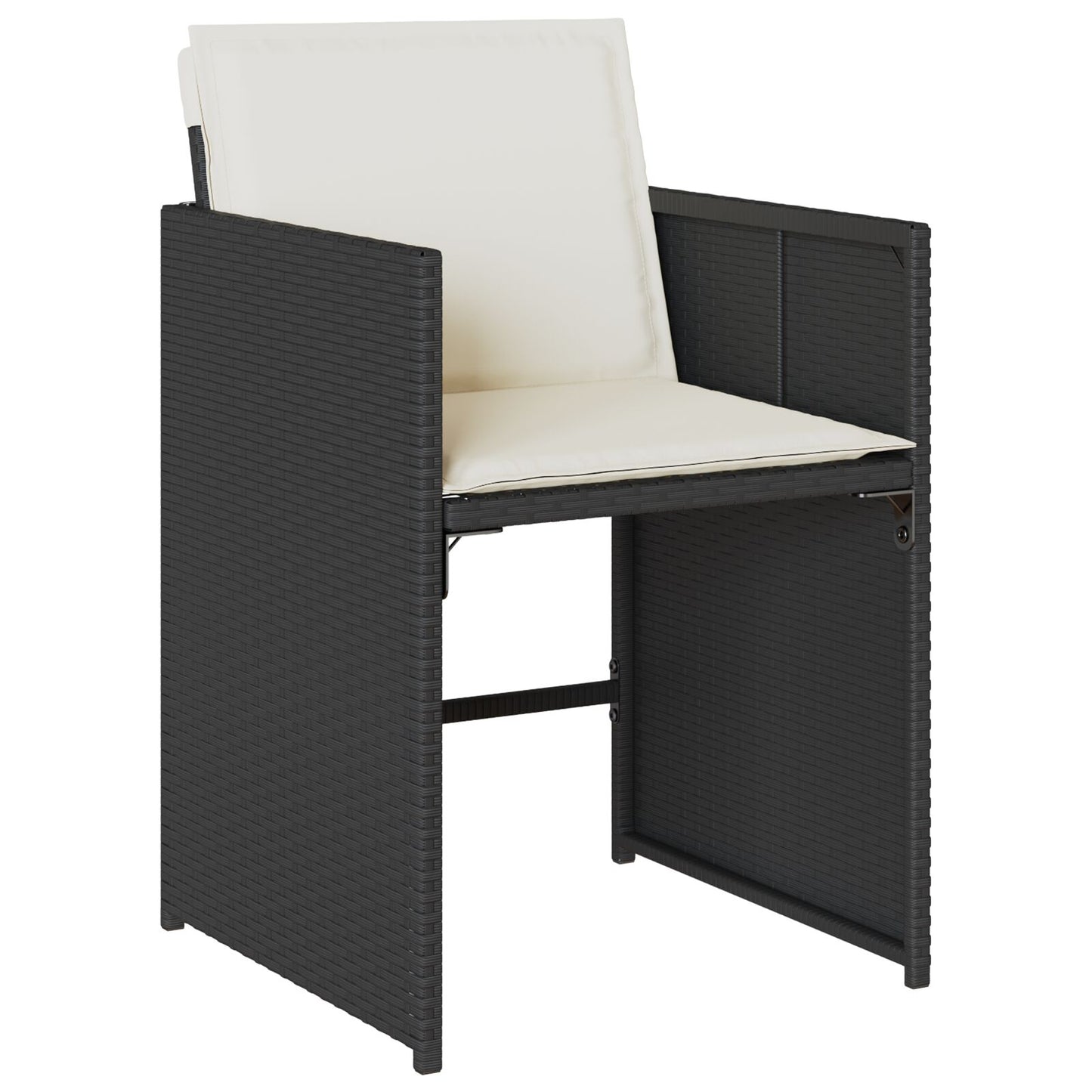 5-teilige Garten-Essgruppe mit Kissen Schwarz Poly Rattan