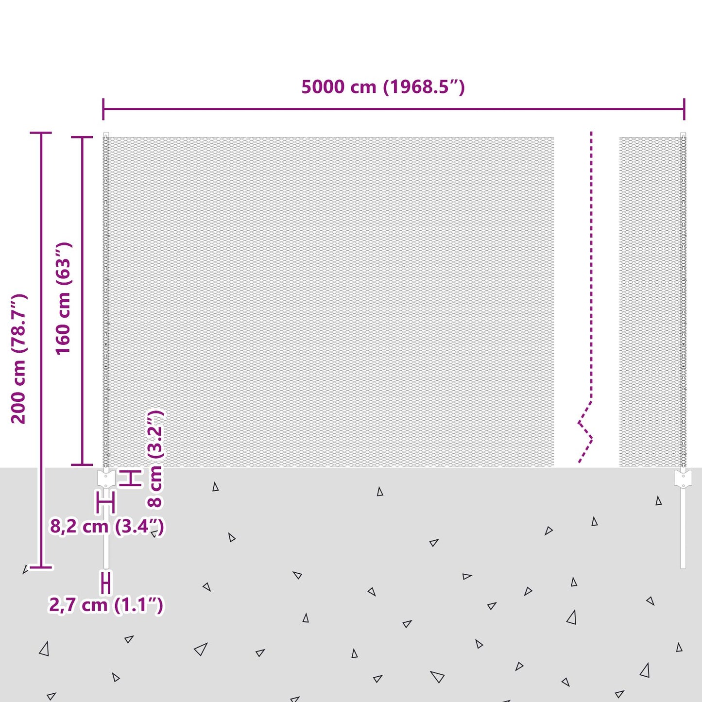 Zaunpfosten 22 Stück U-Kanal Grau 160 cm Stahl, vidaXL Sechseckzaun Grau 1,6x50 m Stahl