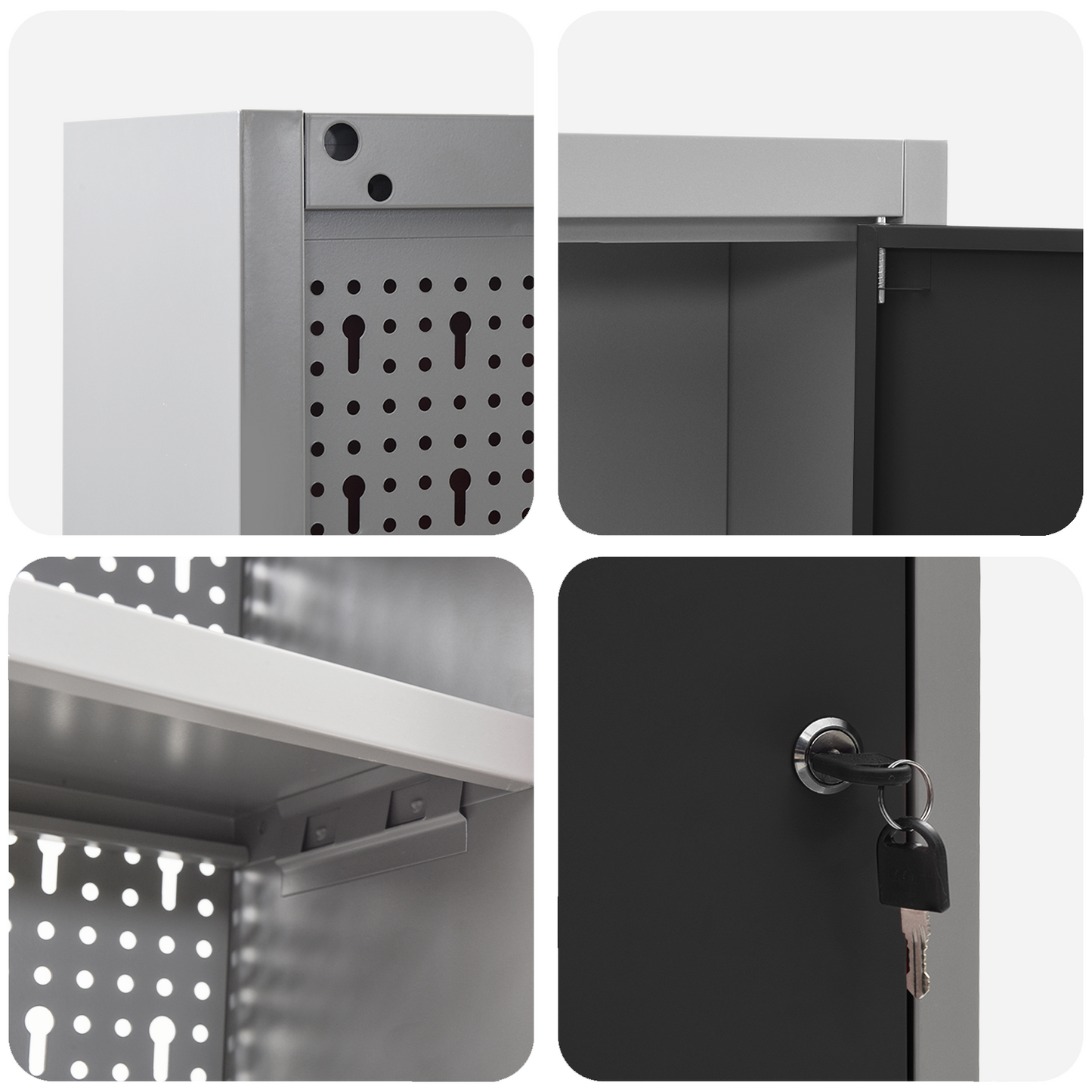 Werkzeugschrank und Pegboard Set mit Regal 6 pcs Schwarz