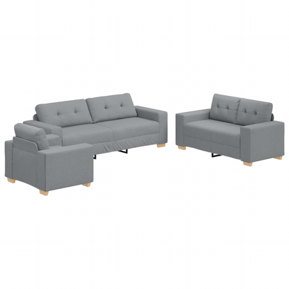 Sofa Set mit Kissen mit Kissen Grau Stoff