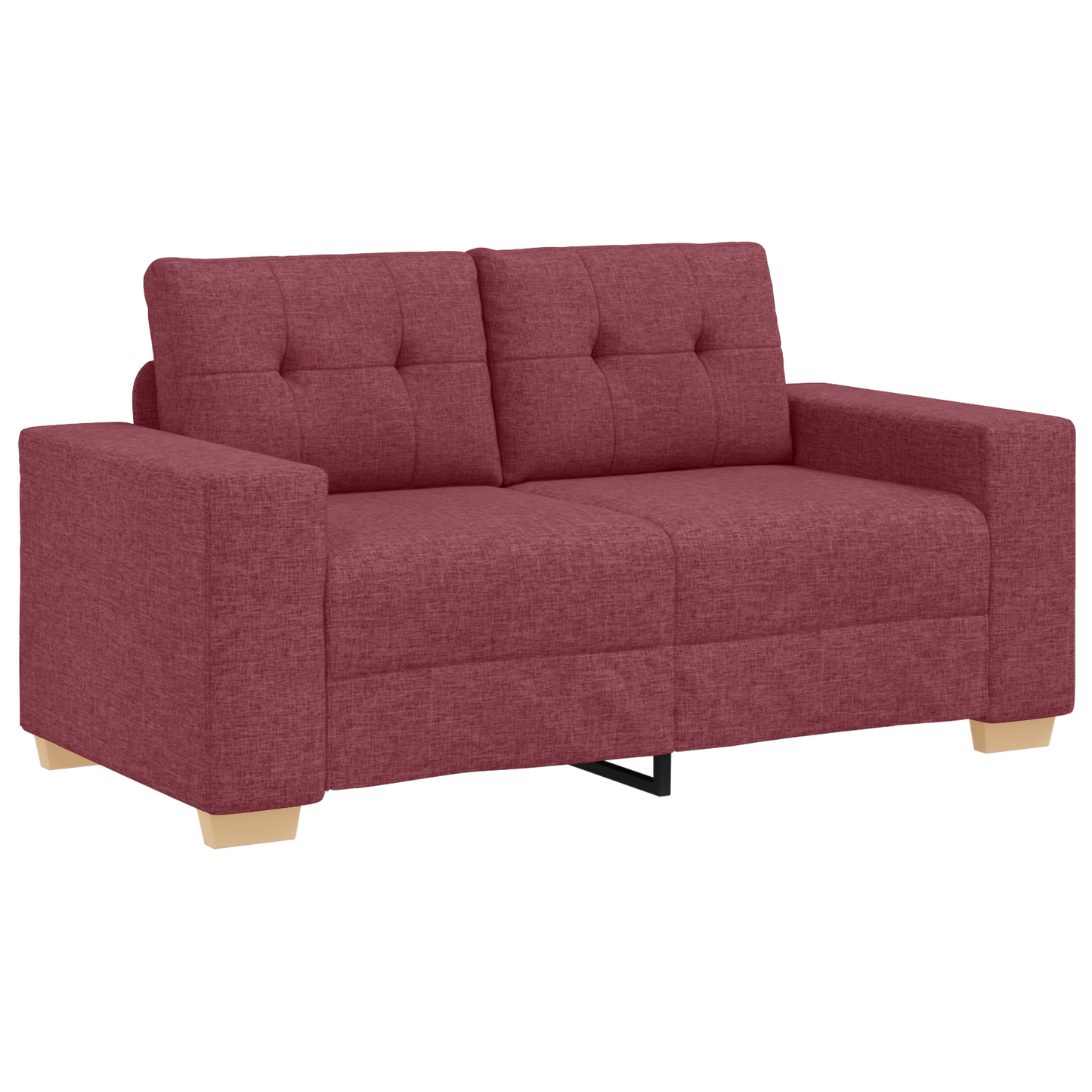 Sofa Set mit Kissen mit Kissen Weinrot Stoff