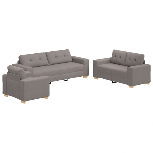 Sofa Set mit Kissen mit Kissen Taupe Stoff