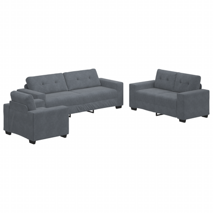Sofa Set mit Kissen mit Kissen 3 pcs Grau 221 x 78 x 80 cm Samt