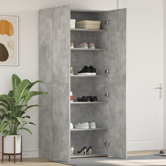 Schuhschrank Beton Grau 80x35,5x180 cm Holzwerkstoff