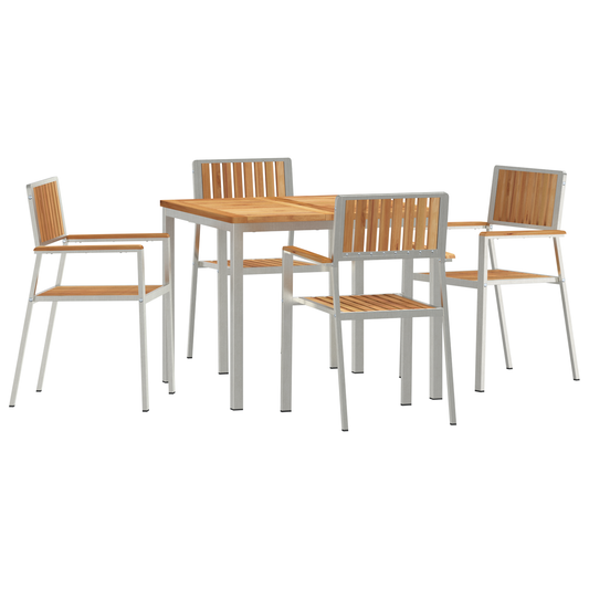 5-teilige Garten Essgruppe Massivholz Teak