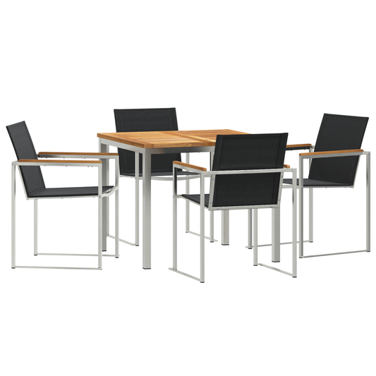 5-teilige Garten Essgruppe aus Massivholz Teak