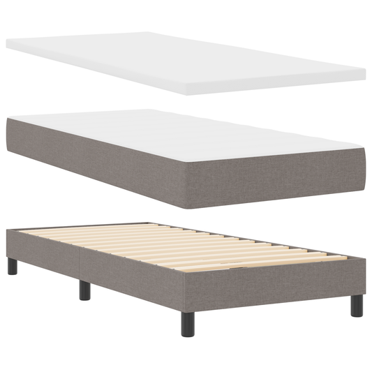 Taupe Boxspringbett mit Matratze 100x200 cm