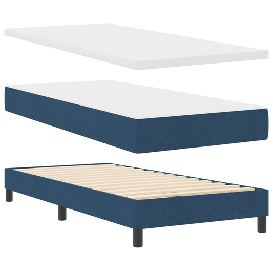 Boxspringbett mit Matratze Blau 100x200 cm Stoff