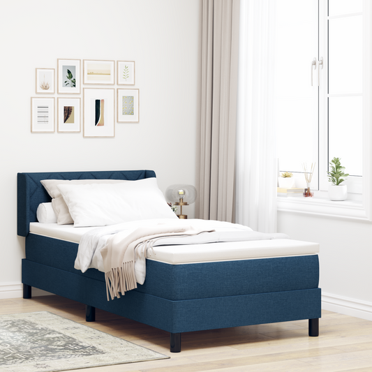 Boxspringbett mit Matratze Blau 100x200 cm Stoff