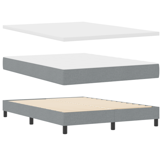 Boxspringbett mit Matratze Hellgrau 140x200 cm Stoff