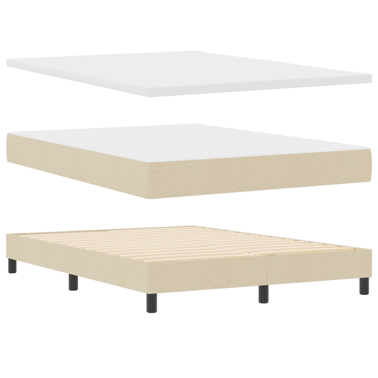 Boxspringbett mit Matratze Creme 160x200 cm Stoff