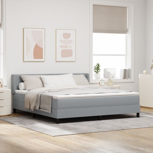 Boxspringbett mit Matratze Hellgrau 180x200 cm Stoff