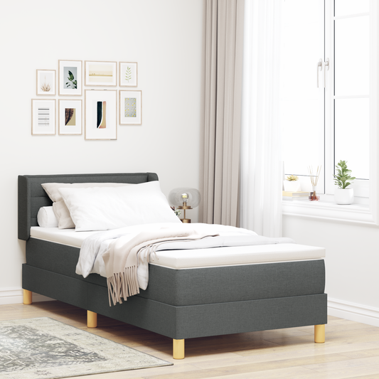 Boxspringbett mit Matratze Dunkelgrau 90x190 cm Stoff