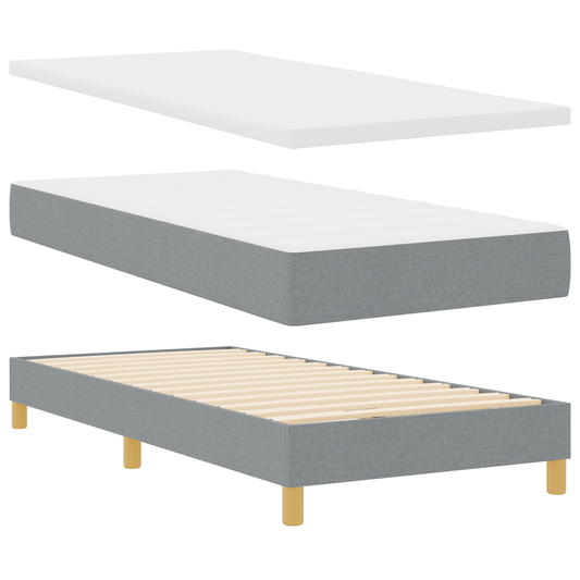 Boxspringbett mit Matratze Hellgrau 90x200 cm Stoff