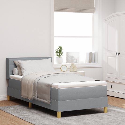 Boxspringbett mit Matratze Hellgrau 90x200 cm Stoff