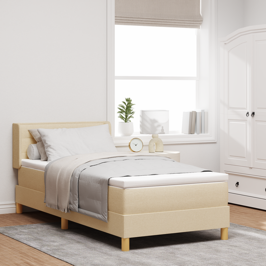Boxspringbett mit Matratze Creme 90x200 cm Stoff