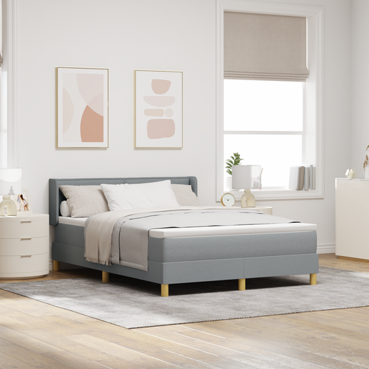 Boxspringbett mit Matratze Hellgrau 140x190 cm Stoff
