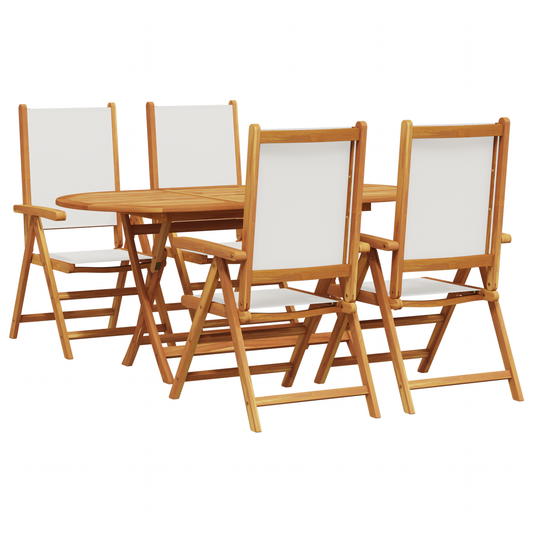5-teilige Garten Essgruppe Creme Weiß Massivholz Akazie