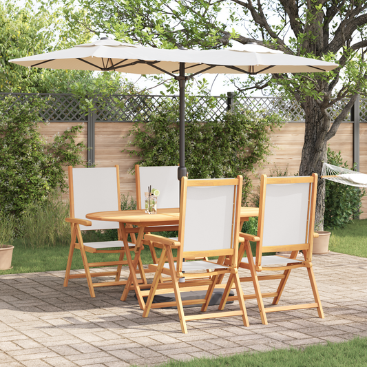 5-teilige Garten Essgruppe Creme Weiß Massivholz Akazie